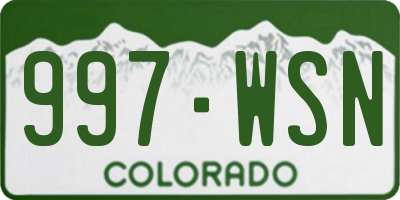 CO license plate 997WSN