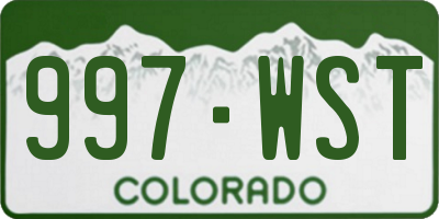 CO license plate 997WST