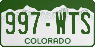 CO license plate 997WTS