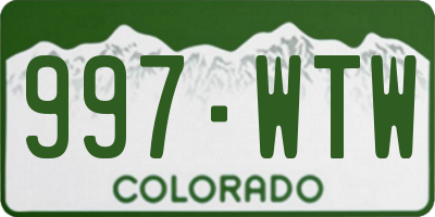 CO license plate 997WTW