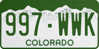 CO license plate 997WWK