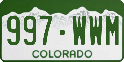 CO license plate 997WWM