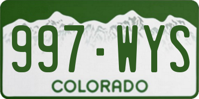 CO license plate 997WYS