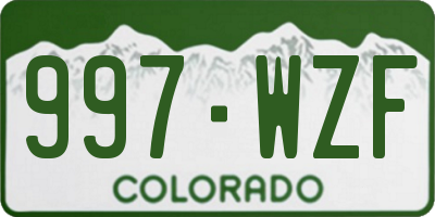 CO license plate 997WZF