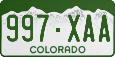 CO license plate 997XAA