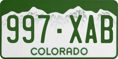 CO license plate 997XAB