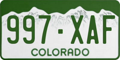 CO license plate 997XAF