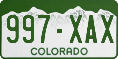 CO license plate 997XAX