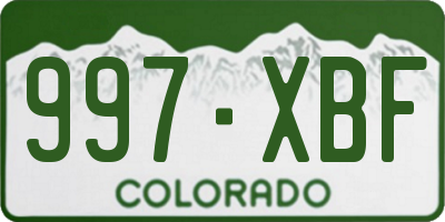 CO license plate 997XBF