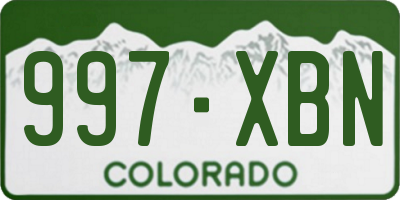 CO license plate 997XBN