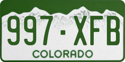 CO license plate 997XFB