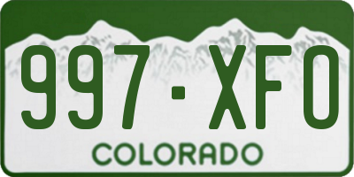 CO license plate 997XFO