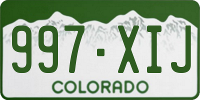 CO license plate 997XIJ