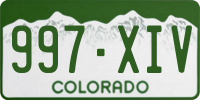 CO license plate 997XIV