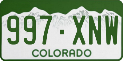 CO license plate 997XNW