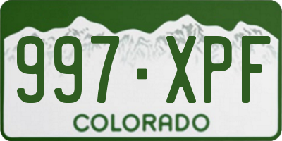 CO license plate 997XPF