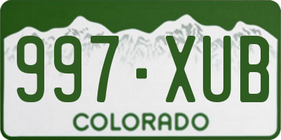 CO license plate 997XUB