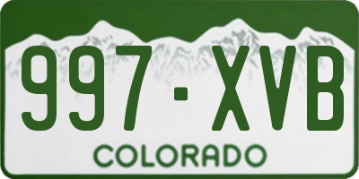 CO license plate 997XVB