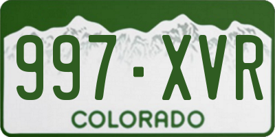 CO license plate 997XVR