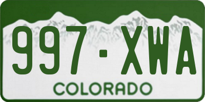 CO license plate 997XWA