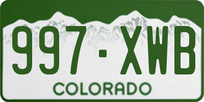 CO license plate 997XWB