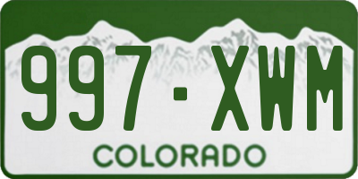 CO license plate 997XWM