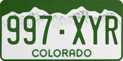 CO license plate 997XYR