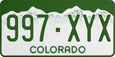 CO license plate 997XYX