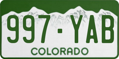 CO license plate 997YAB