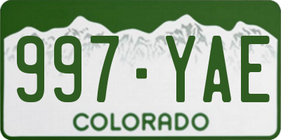CO license plate 997YAE