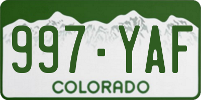 CO license plate 997YAF