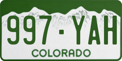 CO license plate 997YAH