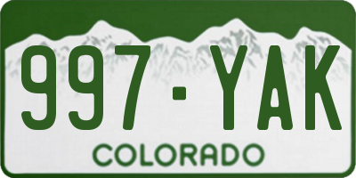 CO license plate 997YAK