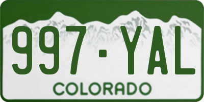 CO license plate 997YAL