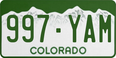 CO license plate 997YAM