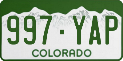 CO license plate 997YAP