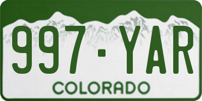 CO license plate 997YAR