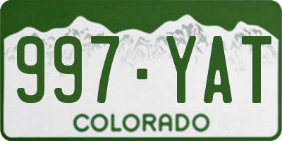 CO license plate 997YAT