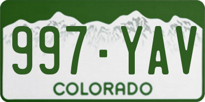 CO license plate 997YAV
