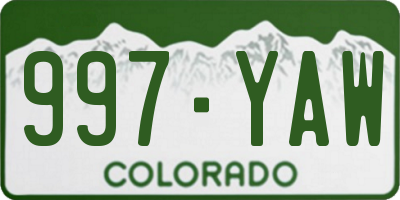 CO license plate 997YAW