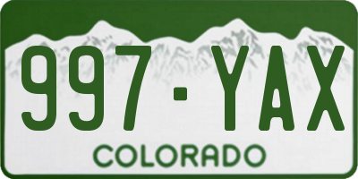 CO license plate 997YAX