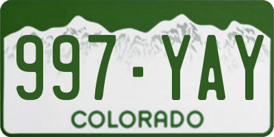 CO license plate 997YAY