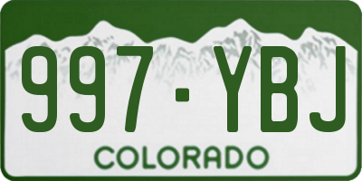 CO license plate 997YBJ