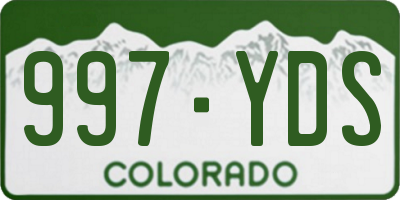 CO license plate 997YDS