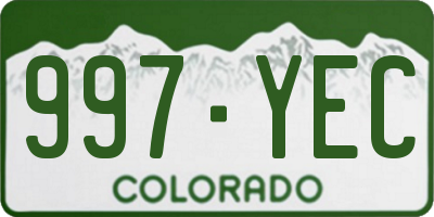 CO license plate 997YEC