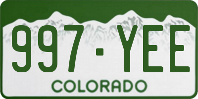 CO license plate 997YEE