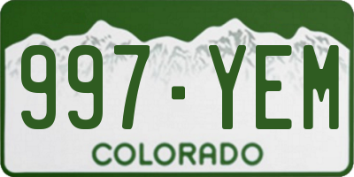 CO license plate 997YEM