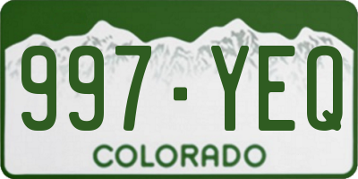 CO license plate 997YEQ