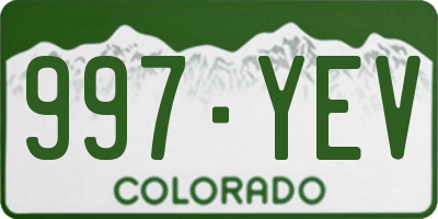 CO license plate 997YEV