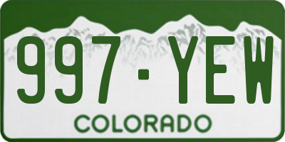 CO license plate 997YEW